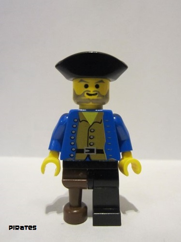 lego 1996 mini figurine pi036 Pirate Brown Shirt, Black Leg with Peg Leg, Black Pirate Triangle Hat 