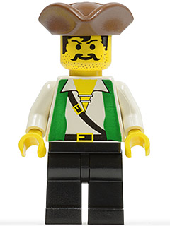 lego 1997 mini figurine pi048 Pirate Green Vest, Black Legs, Brown Pirate Triangle Hat 