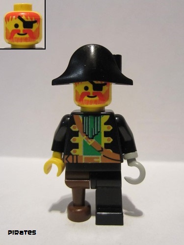 lego 2001 mini figurine pi002 Captain Red Beard With Pirate Hat 