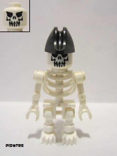 lego 2009 mini figurine gen020 Skeleton With Evil Skull, Bicorne Hat 