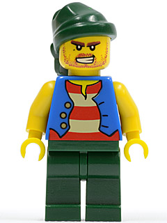 lego 2009 mini figurine pi115 Pirate Blue Vest, Dark Green Legs, Dark Green Bandana, Bared Teeth (Tic Tac Toe) 