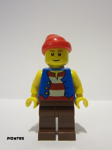 lego 2011 mini figurine pi137b Pirate Blue Vest, Reddish Brown Legs, Red Bandana, Reddish Brown Eyebrows 