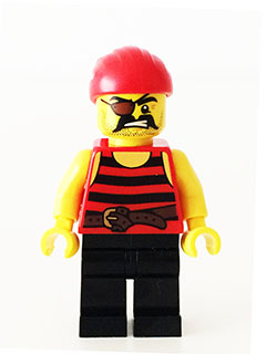lego 2015 mini figurine pi159 Pirate 1 Black and Red Stripes, Black Legs, Eyepatch 
