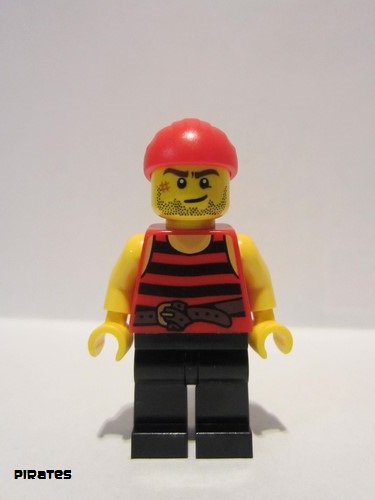 lego 2015 mini figurine pi167 Pirate 6 Black and Red Stripes, Black Legs, Scar 