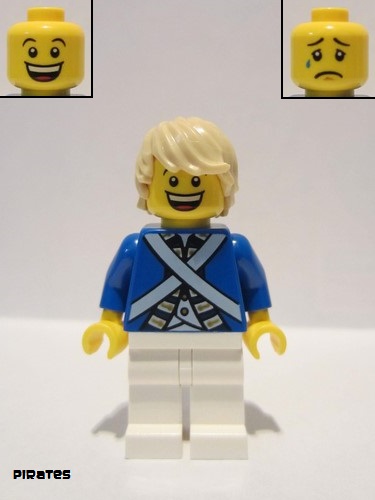 lego 2015 mini figurine pi175a Bluecoat Soldier 7 Tousled Hair (Head 6123714) 