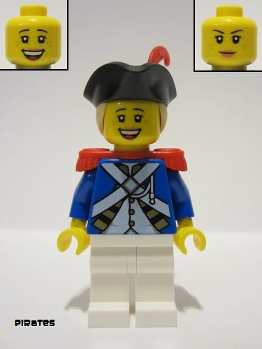 lego 2023 mini figurine pi188 Imperial Soldier IV Officer Female, Black Tricorne, Tan Hair, Red Epaulettes and Plume 