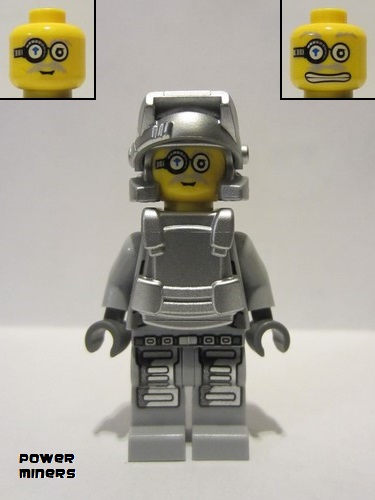 lego 2010 mini figurine pm032 Power Miner - Brains Gray Outfit 