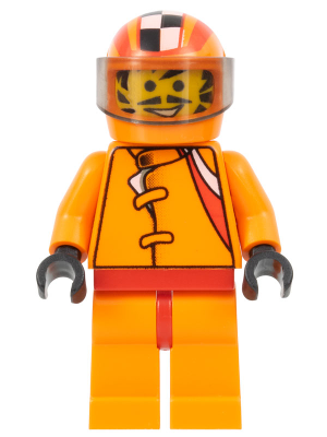 lego 2002 mini figurine rac017 Car 56 Orange with Orange Checkered Helmet 