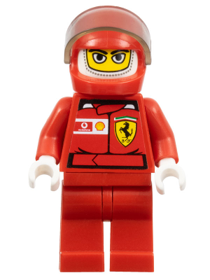 lego 2004 mini figurine rac024as F1 Ferrari Driver With Helmet and Balaclava - with Torso Stickers 