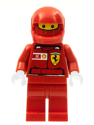 lego 2004 mini figurine rac025s F1 Ferrari Pit Crew Member With Vodafone Shell Torso Stickers 