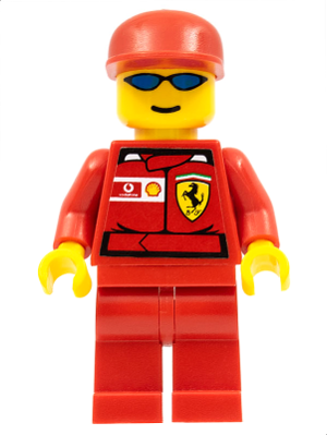 lego 2005 mini figurine rac026s F1 Ferrari Truck Driver With Torso Stickers 