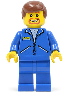 lego 2006 mini figurine jbl010 Commentator Jacket Blue - Blue Legs, Reddish Brown Male Hair, Brown Facial Hair 