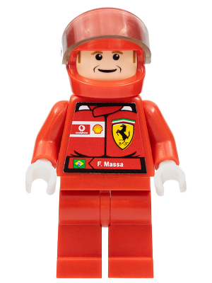 lego 2006 mini figurine rac027s F1 Ferrari - F. Massa With Helmet Red Plain - with Torso Stickers 