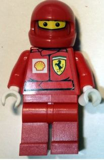 lego 2007 mini figurine rac025bs F1 Ferrari Pit Crew Member With Shell Torso Stickers 