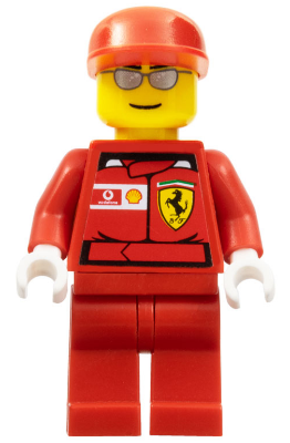 lego 2007 mini figurine rac030as F1 Ferrari Engineer With Torso Stickers, White Hands 