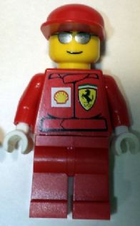 lego 2007 mini figurine rac030bs F1 Ferrari Engineer With Shell Torso Stickers, White Hands 