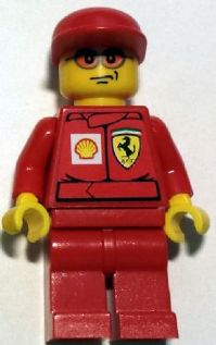 lego 2007 mini figurine rac037bs F1 Ferrari Engineer 3 With Shell Torso Stickers 