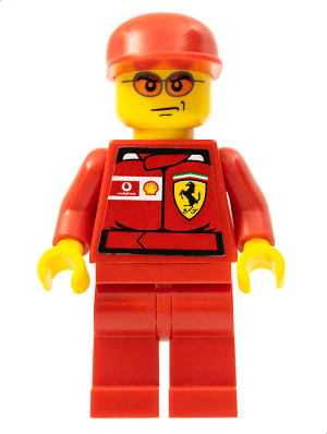 lego 2007 mini figurine rac037s F1 Ferrari Engineer 3 With Torso Stickers 