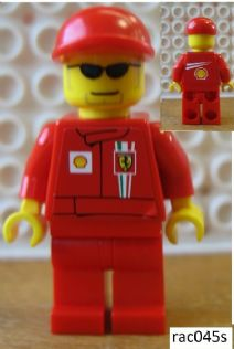 lego 2009 mini figurine rac045s F1 Ferrari Engineer With Torso Stickers on Front and Back 