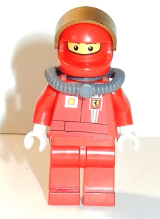 lego 2009 mini figurine rac046s F1 Ferrari Pit Crew Member With Scuba Tank - with Torso Stickers on Front and Back 