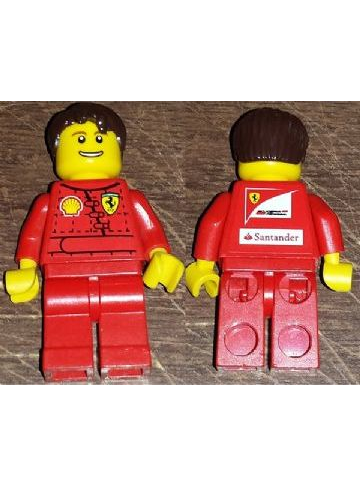 lego 2012 mini figurine rac051s F1 Ferrari Pit Crew Mechanic With Torso Stickers 