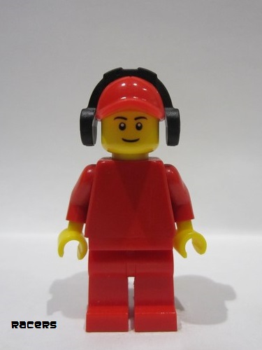 lego 2014 mini figurine pln177 Citizen Plain Red Torso with Red Arms, Red Legs, Red Cap with Hole, Headphones 