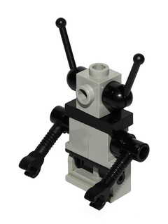 lego 1985 mini figurine sp073 Classic Space Droid Hinge Base, Light Gray with Black Arms and Antennae 