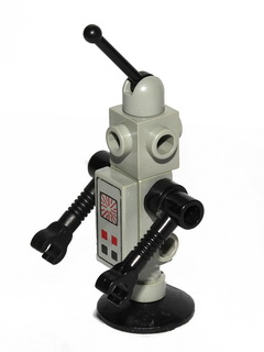 lego 1986 mini figurine sp081 Classic Space Droid Dish Base, Light Gray and Black with Control Panel 
