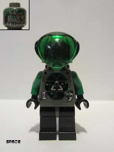 lego 1998 mini figurine sp024 Insectoids Zotaxian Alien Male, Gray and Green with Green Circuits and Silver Panels (Techno Leon) 