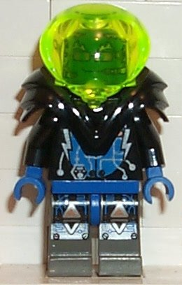 lego 1998 mini figurine sp029 Insectoids Zotaxian Alien Male, Black and Blue with Silver Circuits, with Armor (Captain Wizer / Captain Zec) 