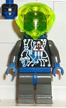 lego 1999 mini figurine sp022 Insectoids Zotaxian Alien Female, Gray and Blue with Silver Circuits, with Airtanks (Gypsy Moth / Navigator Sharp) 