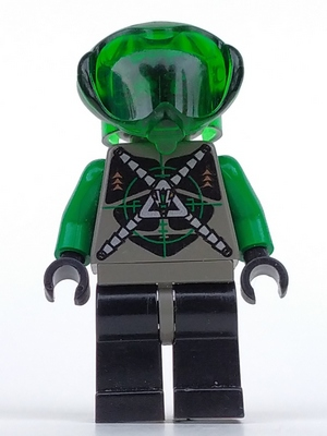 lego 1999 mini figurine sp031 Insectoids Zotaxian Alien Male, Gray and Green with Green Circuits and Silver Hoses (Danny Longlegs / Corporal Steel) 