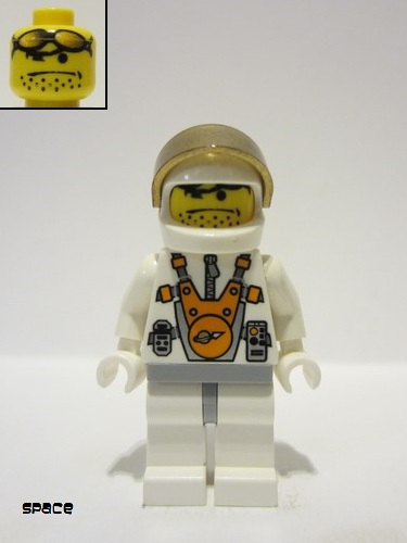 lego 2007 mini figurine mm007 Mars Mission Astronaut With Helmet and Orange Sunglasses on Forehead, Stubble 