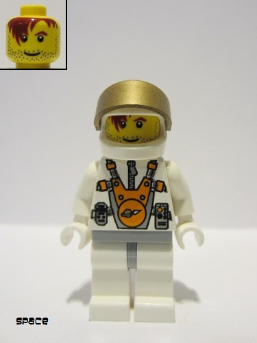 lego 2007 mini figurine mm008 Mars Mission Astronaut With Helmet and Red-Brown Hair over Eye and Stubble 
