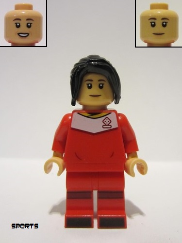 lego 2023 mini figurine soc158 Yuki Nagasaki Red Soccer Uniform 