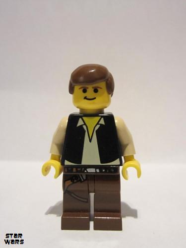 lego 2000 mini figurine sw0045 Han Solo Printed brown legs, black vest<br/>Cloud City 