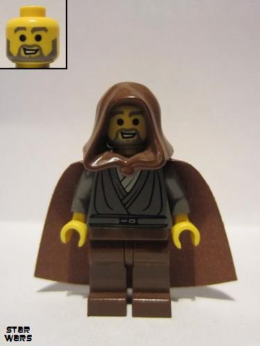 lego 2002 mini figurine sw0057 Jedi Knight Dark gray tunic, brown Hood<br/>Jedi Bob 