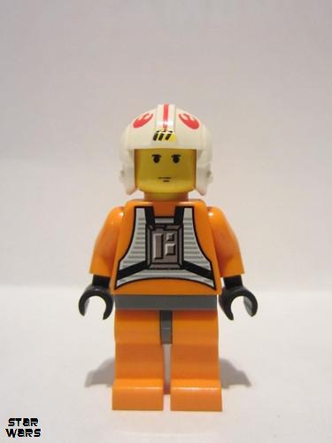 lego 2004 mini figurine sw0019a Luke Skywalker Pilot<br/>Dark bluish gray hips 