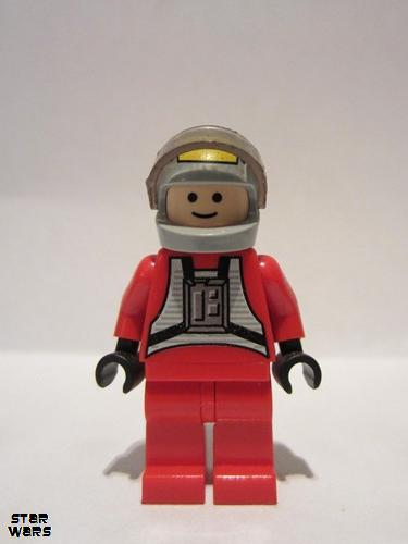 lego 2006 mini figurine sw0032a Rebel Pilot B-wing Light Nougat Head, Light Bluish Gray Helmet, Trans-Black Visor, Red Flight Suit 