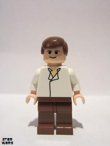 lego 2006 mini figurine sw0084 Han Solo Reddish Brown Legs without Holster Pattern<br/>Skiff, Light Nougat 