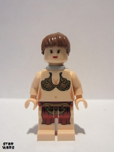 lego 2006 mini figurine sw0085 Princess Leia Jabba slave with neck bracket<br/>Light Nougat 