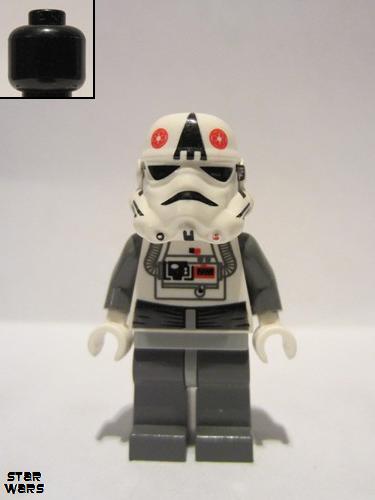 lego 2007 mini figurine sw0177 AT-AT Driver Large triangle on helmet, black head<br/>Bluish gray arms and legs 