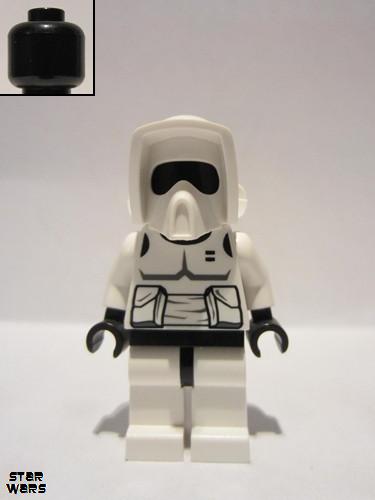 lego 2009 mini figurine sw0005a Scout Trooper Black Head, Dark Bluish Gray Torso Pattern 