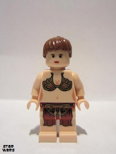 lego 2009 mini figurine sw0085a Princess Leia Jabba slave without neck bracket<br/>Light Nougat 
