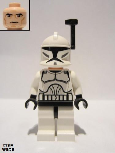 lego 2010 mini figurine sw0200a Clone Trooper Clone Wars with Black Helmet Antenna 
