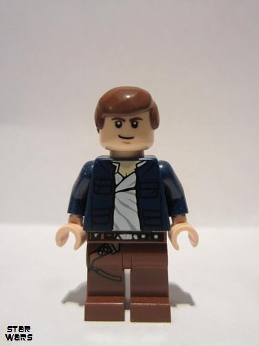 lego 2010 mini figurine sw0290 Han Solo Printed reddish brown legs<br/>Open jacket 