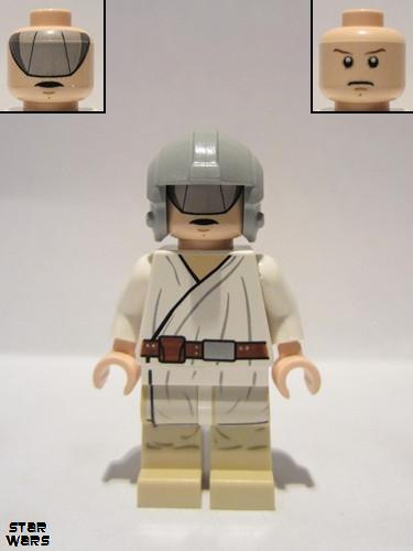 lego 2011 mini figurine sw0335 Luke Skywalker Gray visor on reverse of head<br/>Tatooine 