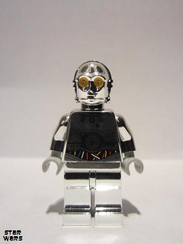 lego 2012 mini figurine sw0385 TC-14 Protocol Droid Chrome silver with blue, red and white wires pattern 