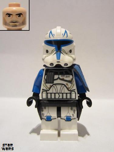 lego 2013 mini figurine sw0450 Clone Trooper Captain Rex 501st Legion (Phase 2) - Blue Cloth Pauldron, Black Cloth Kama, Large Eyes 