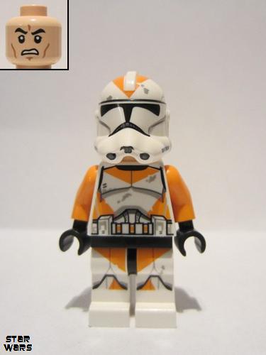 lego 2014 mini figurine sw0522 Clone Trooper, 212th Attack Battalion Phase 2 - Orange Arms, Dirt Stains, Scowl 